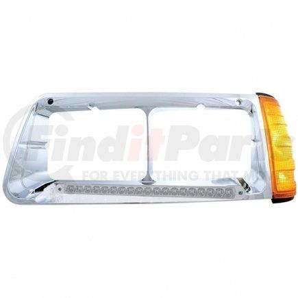 United Pacific 32494 19 LED Freightliner FLD Headlight Bezel w/ Turn Signal (Driver) - Amber LED/Clear Lens