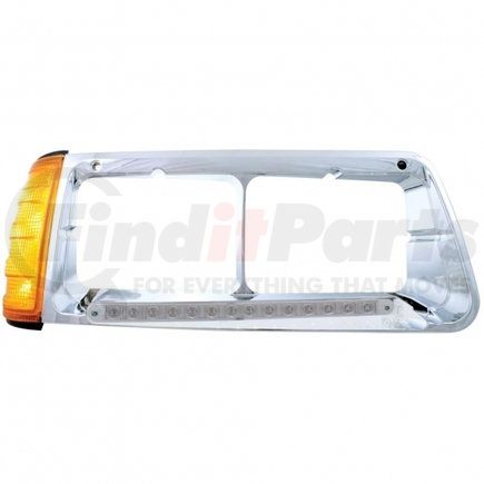 United Pacific 32496 14 LED Freightliner FLD Headlight Bezel w/ Turn Signal (Passenger) - Amber LED/Clear Lens