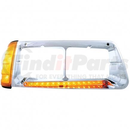 United Pacific 32495 14 LED Freightliner FLD Headlight Bezel w/ Turn Signal (Passenger) - Amber LED/Amber Lens