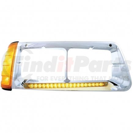 United Pacific 32498 19 LED Freightliner FLD Headlight Bezel w/ Turn Signal (Passenger) - Amber LED/Amber Lens