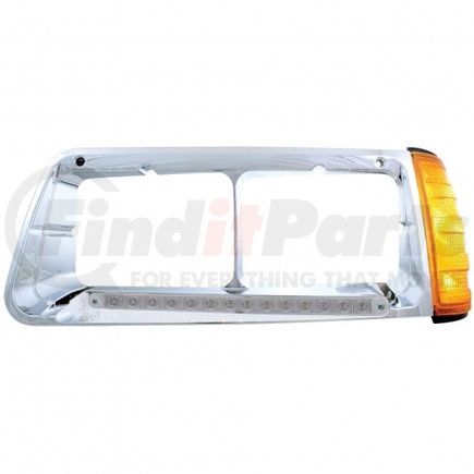 United Pacific 32491 14 LED Freightliner FLD Headlight Bezel w/ Turn Signal (Driver) - Amber LED/Clear Lens