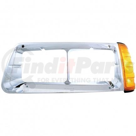 United Pacific 32492 14 LED Freightliner FLD Headlight Bezel w/ Turn Signal (Driver) - Amber LED/Chrome Lens