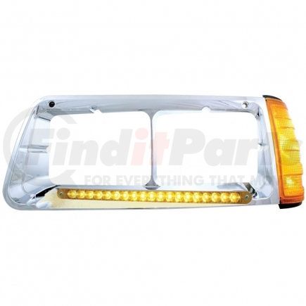 United Pacific 32493 19 LED Freightliner FLD Headlight Bezel w/ Turn Signal (Driver) - Amber LED/Amber Lens