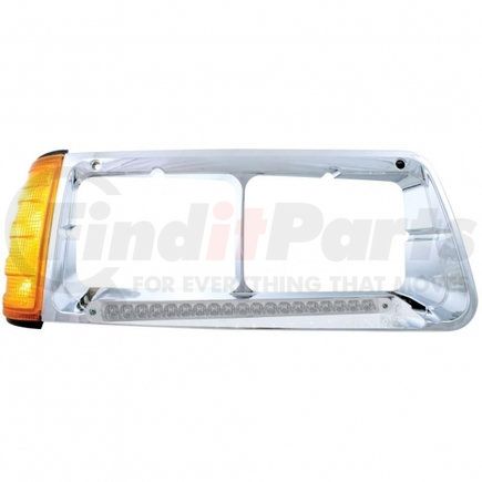 United Pacific 32499 19 LED Freightliner FLD Headlight Bezel w/ Turn Signal (Passenger) - Amber LED/Clear Lens