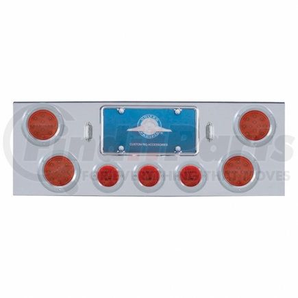 United Pacific 34612 Chrome Rear Center Panel w/ 4X12 LED 4" Reflector Lights & 3X13 LED 2.5" Lights - Red LED & Lens