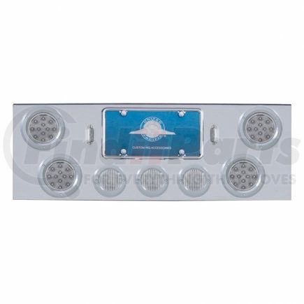 United Pacific 34614 Chrome Rear Center Panel w/ 4X12 LED 4" Reflector Lights & 3X13 LED 2.5" Lights - Red LED/Clear Lens