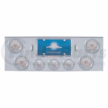 United Pacific 34615 Chrome Rear Center Panel w/ 4X LED 4" Reflector Lights & 3X LED 2.5" Beehive Lights - Red LED/Clear Lens