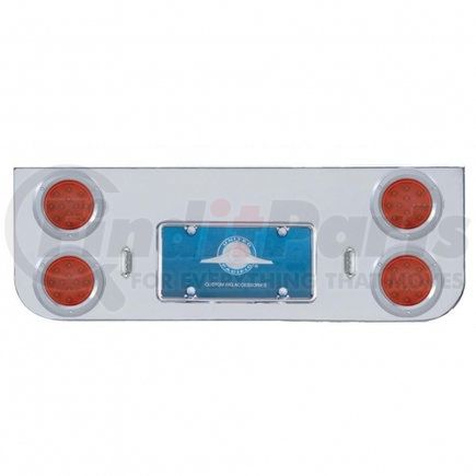 United Pacific 34622 Chrome Rear Center Panel w/ Four 12 LED 4" Reflector Lights & Bezels - Red LED/Red Lens