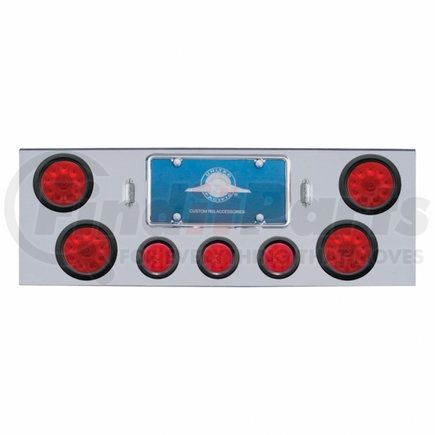 United Pacific 34709 Chrome Rear Center Panel w/ 4X10 LED 4" Lights & 3X13 LED 2.5" Beehive Lights - Red LED & Lens