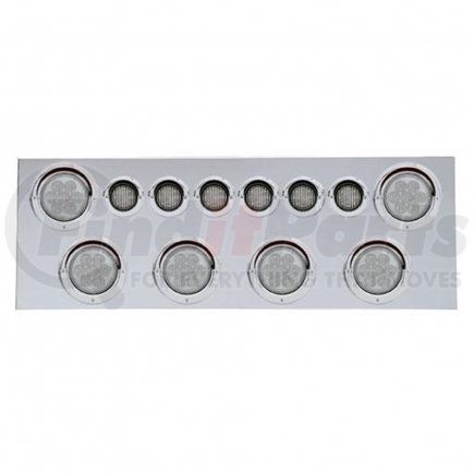 United Pacific 35070 Stainless Steel Rear Center Panel w/ 6X 7 LED 4" Reflector Lights & 6X 9 LED 2" Lights & Visors - Red LED/Clear Lens