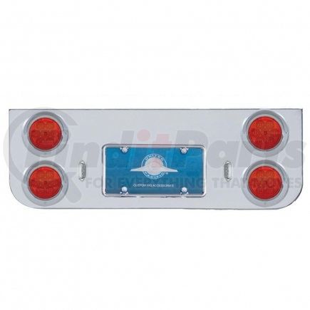 United Pacific 35122 Chrome Rear Center Panel w/ Four 7 LED 4" Reflector Lights & Visors - Red LED/Red Lens