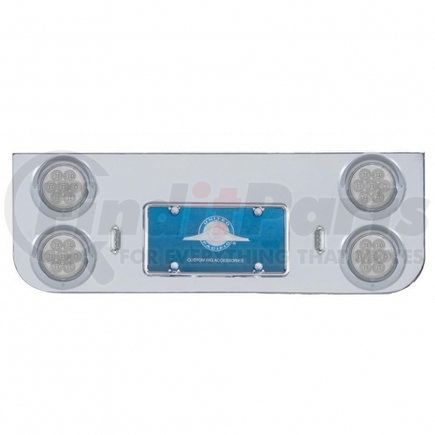 United Pacific 35123 Chrome Rear Center Panel w/ Four 7 LED 4" Reflector Lights & Visors - Red LED/Clear Lens