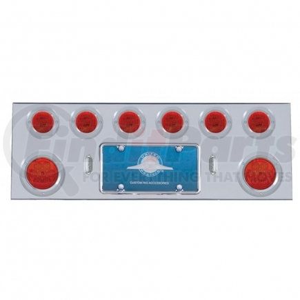 United Pacific 35159 Stainless Steel Rear Center Panel w/ 2X7 LED 4" Refl. Light & 6X13 LED 2.5" Light & Bezel - Red LED & Lens