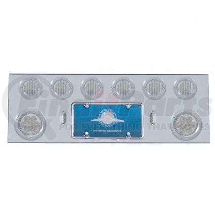 United Pacific 35160 Stainless Steel Rear Center Panel w/ 2X7 LED 4" Refl. Light & 6X13 LED 2.5" Light & Bezel - Red LED/Clear Lens