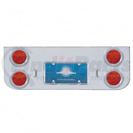 United Pacific 35222 Chrome Rear Center Panel w/ Four 7 LED 4" Reflector Lights & Bezels - Red LED/Red Lens