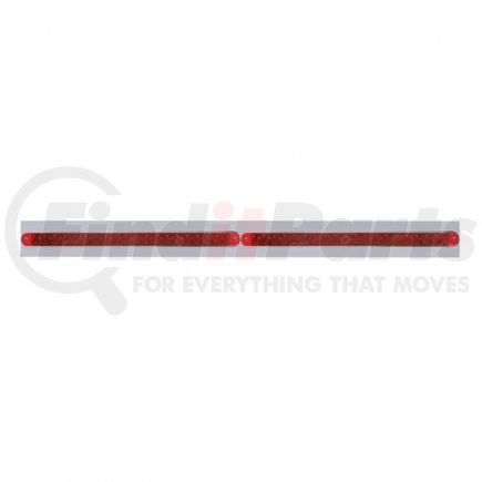 United Pacific 37220 Chrome Top Mud Flap Plate w/ Two 19 LED 12" Reflector Light Bars - Red LED/Red Lens