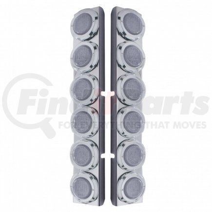 United Pacific 37344 Peterbilt Stainless Rear Air Cleaner Bracket w/ Twelve 9 LED 2" Lights & Bezels - Red LED/Clear Lens