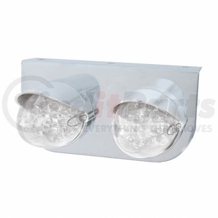 United Pacific 37728 Stainless Light Bracket w/ Two 19 LED Reflector Lights & Visors - Amber LED/Clear Lens