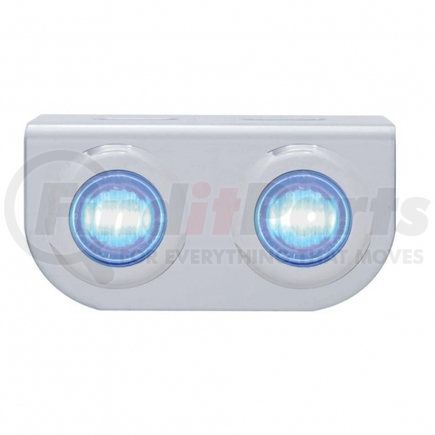 United Pacific 37835 Stainless Light Bracket w/ Two 3 LED Mini Lights - Blue LED/Clear Lens