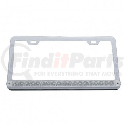 United Pacific 37948 Chrome License Plate Frame w/ 19 LED 12" Reflector Light Bar - Amber LED/Clear Lens