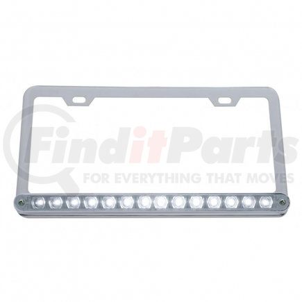 United Pacific 39781 Chrome License Plate Frame w/ 14 LED 12" Light Bar - White LED/Clear Lens