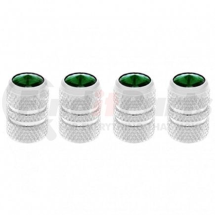 United Pacific 69992 Chrome Tubular Valve Caps w/ Green Diamond (4 Pack)