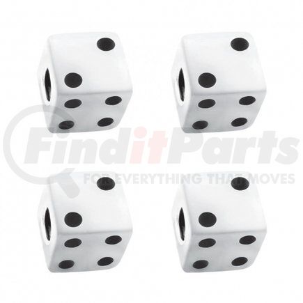 United Pacific 70006 White Dice Valve Caps w/ Black Dots (4 Pack)