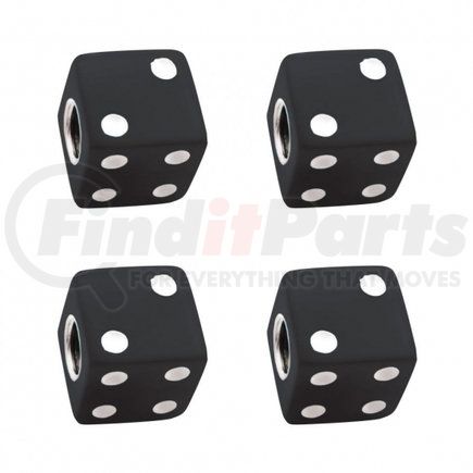 United Pacific 70007 Black Dice Valve Caps w/ White Dots (4 Pack)