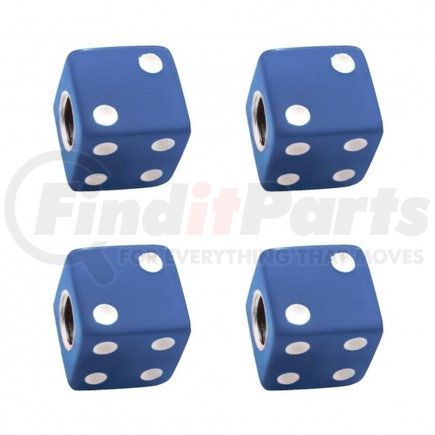 United Pacific 70008 Blue Dice Valve Caps w/ White Dots (4 Pack)