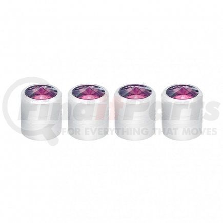 United Pacific 70057 Chrome Round Valve Caps w/ Purple Diamond (4 Pack)