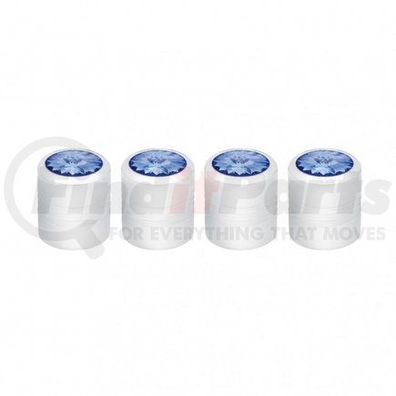 United Pacific 70055 Chrome Round Valve Caps w/ Blue Diamond (4 Pack)