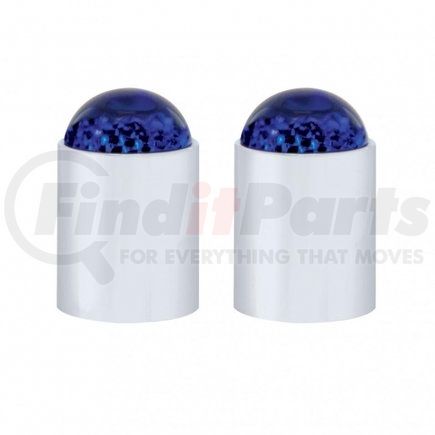 United Pacific 86073 Dome Lens Bumper Guide Top w/ Chrome Base - Blue (2 Pack)