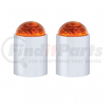 United Pacific 86071 Dome Lens Bumper Guide Top w/ Chrome Base - Amber (2 Pack)