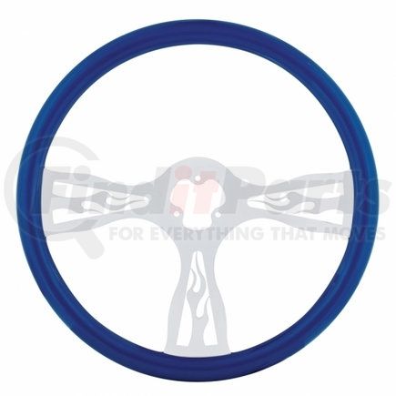 United Pacific 88242 Blue Steering Wheel with Chrome Spokes- "Flame"