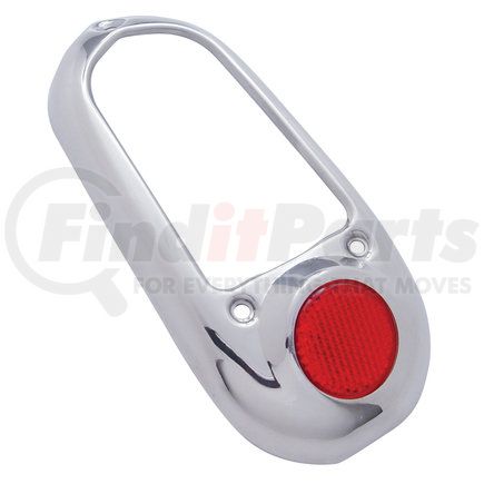 United Pacific C4053S Stainless Steel Tail Light Bezel with Red Reflector For 1949-50 Chevy Passenger Car