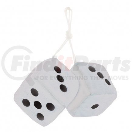 United Pacific C5038W 3" X 3" Classic Fuzzy Dice, White (Pair)