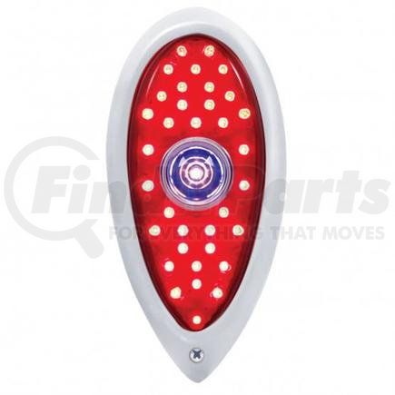 United Pacific F383904BD 33 LED Tail Light with Blue Dot Lens and Stainless Steel Bezel For 1938-39 Ford Car