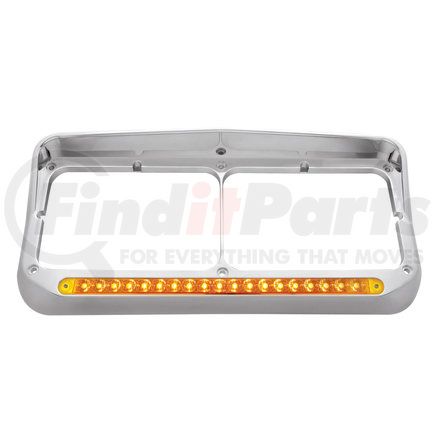 United Pacific 32346 19 LED Rectangular Dual Headlight Bezel w/ Visor - Amber LED/Amber Lens