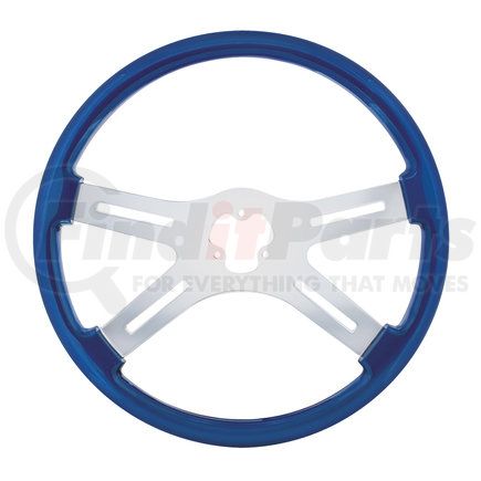 United Pacific 88224 Blue Steering Wheel with Chrome Spokes