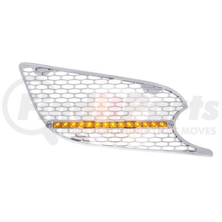 United Pacific 41782 Chrome Air Intake Grille with LED Light for 2013+ Peterbilt 579 (Passenger) - Amber LED/Clear Lens