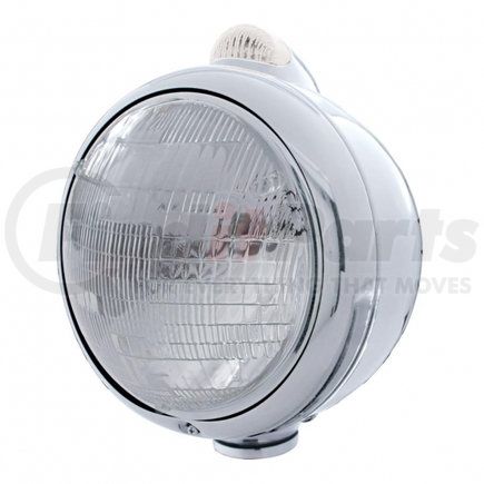 United Pacific 31524 Stainless Steel Guide 682-C Style Headlight 6014 & LED Turn Signal - Clear Lens
