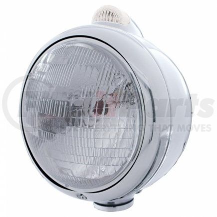 United Pacific 31527 Stainless Steel Guide 682-C Style Headlight H6024 & LED Turn Signal - Clear Lens