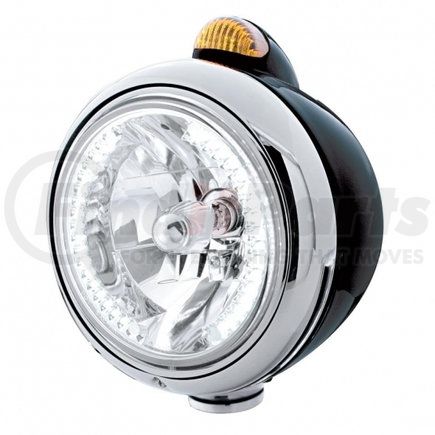 United Pacific 32442 Black Guide 682-C Headlight H4 with White LED and Dual Mode LED Signal - Amber Lens