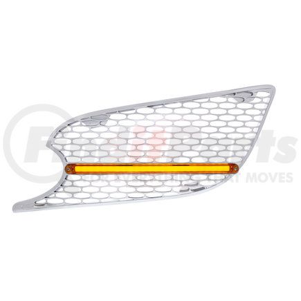 United Pacific 41779 Chrome Air Intake Grille with GLO LED Light for 2013+ Peterbilt 579 (Driver) - Amber LED/Amber Lens