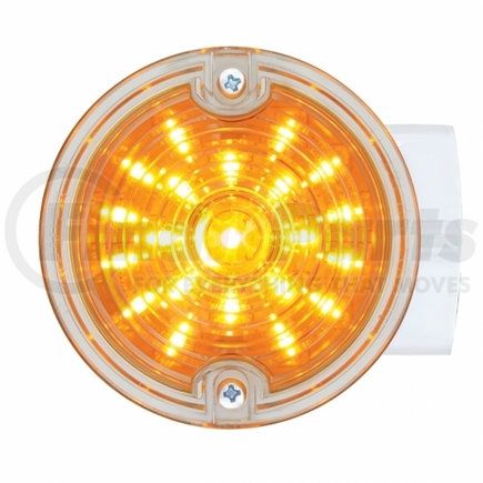 United Pacific 31217 21 LED 3.25" Dual Function Harley Signal Light w/ Housing - Amber LED/Clear Lens