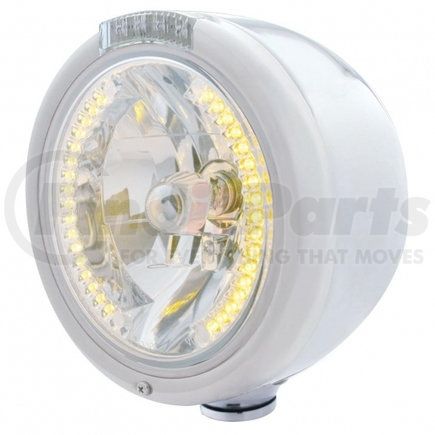 United Pacific 32455 Stainless Steel Classic Half Moon Headlight H4 with Amber LED and Signal