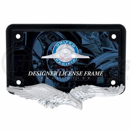 United Pacific 50124 Chrome/Black Eagle Motorcycle License Plate Frame