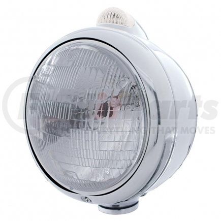 United Pacific 32403 Chrome Guide 682-C Headlight H6024 & Dual Mode LED Signal - Clear Lens