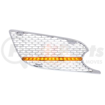 United Pacific 41781 Chrome Air Intake Grille with LED Light for 2013+ Peterbilt 579 (Passenger) - Amber LED/Amber Lens