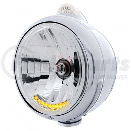 United Pacific 32043 Chrome Guide 682-C Headlight H4 w/ 10 Amber LED & LED Signal - Clear Lens